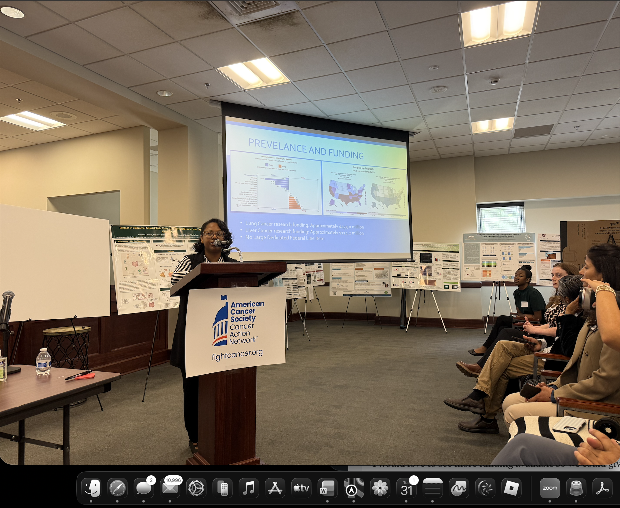 Graduate student, Jessica Barnes presenting at the Alabama Capitol