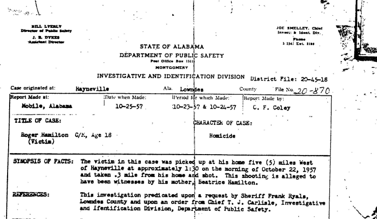 Alabama Bureau of Investigation’s 1957 inquiry